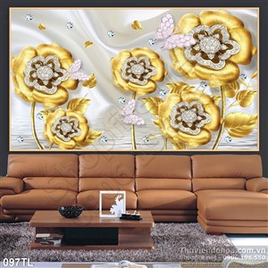 Tranh lụa 3D hoa hồng trang sức đẹp