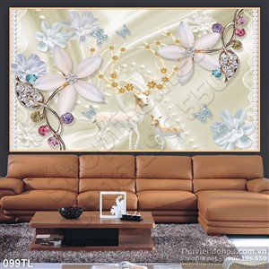 Tranh lụa 3D hoa trang trí treo tường