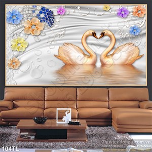 Tranh lụa 3D thiên nga