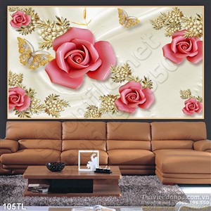 Tranh lụa 3D hoa hồng nghệ thuật