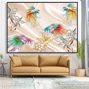 Tranh lụa 3D cá trang trí