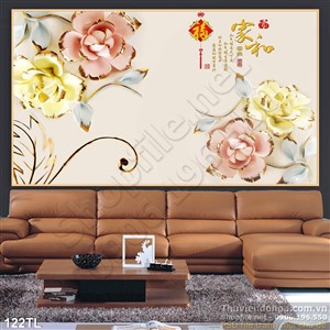 Tranh lụa 3D hoa cẩm chướng đẹp
