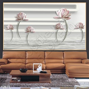 Tranh lụa 3D hoa sen đẹp