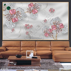 Tranh lụa 3D kim cương dát vàng