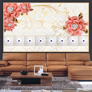 Tranh lụa 3D hoa hồng kim cương