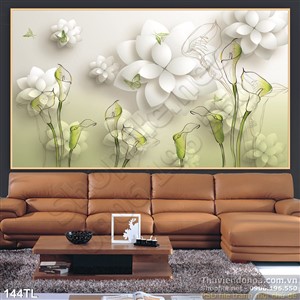 Tranh lụa 3D hoa nghệ thuật treo tường