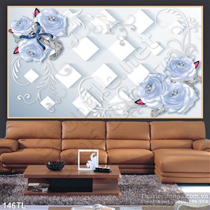 Tranh lụa 3D hoa hồng trang trí đẹp