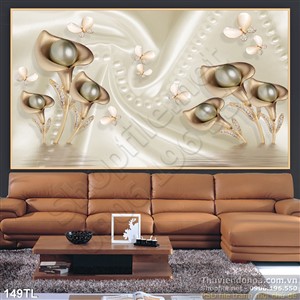 Tranh lụa 3D hoa trang trí tường đẹp