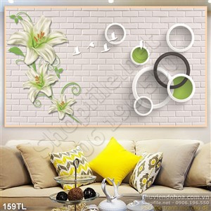 Tranh lụa 3D hoa trang trí phòng khách