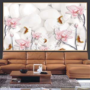 Tranh lụa 3D hoa sen trang trí độc đáo
