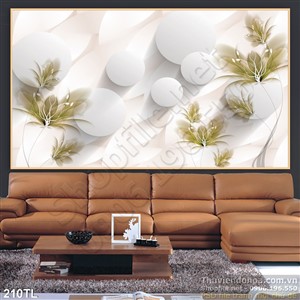Tranh lụa 3D quả cầu trang trí