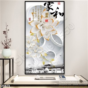 Tranh lụa 3D hoa giả ngọc đẹp