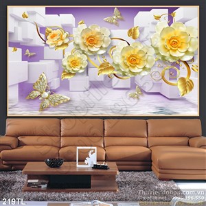 Tranh lụa 3D hoa hồng giả ngọc