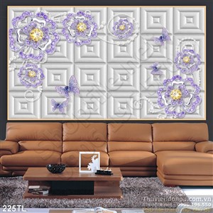 Tranh lụa 3D hoa kim cương màu tím