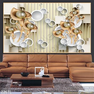 Tranh lụa 3D hoa dát vàng đẹp