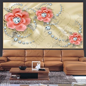 Tranh lụa 3D hoa kim cương đẹp