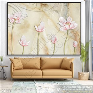Tranh lụa 3D hoa sen đẹp