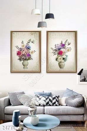 Tranh lụa 3D bình hoa treo tường phòng khách