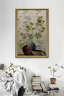 Tranh lụa 3D bình hoa treo tường đẹp