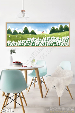 Tranh lụa cánh đồng hoa Cúc