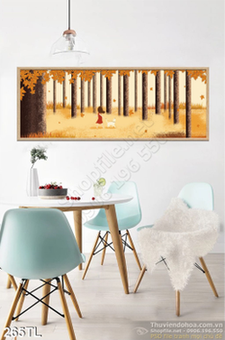 Tranh lụa rừng phong đẹp