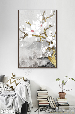 Tranh lụa thư pháp hoa mai treo tường