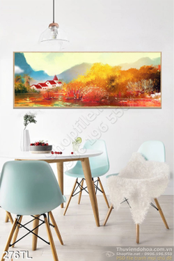 Tranh lụa 3D sơn dầu rừng phong