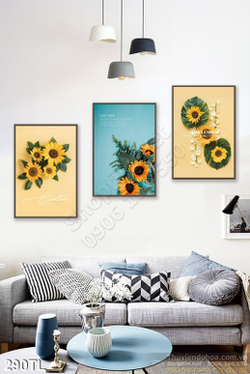 Tranh lụa 3D hoa mặt trời đẹp