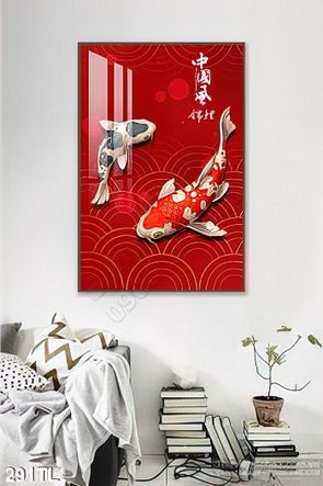 Tranh lụa cá koi đẹp