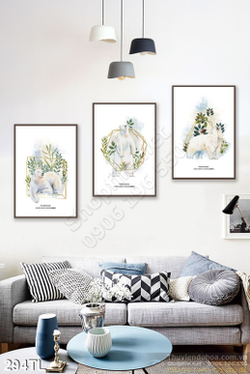 Tranh lụa 3D gấu bắc cực trang trí phòng khách