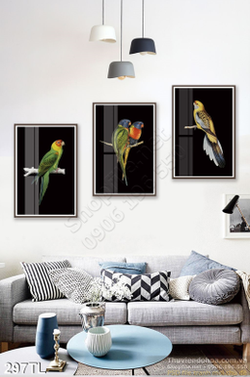 Tranh lụa 3D bộ sưu tập chim trang trí đẹp