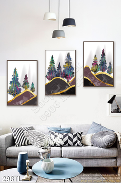 Tranh lụa 3D rừng thông đẹp