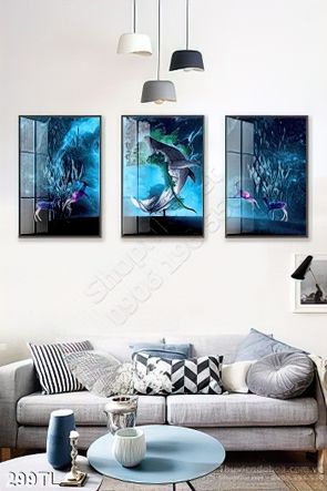 Tranh lụa 3D cá heo đẹp treo tường