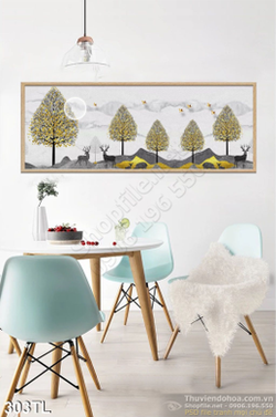 Tranh lụa hươu nai trang trí treo tường