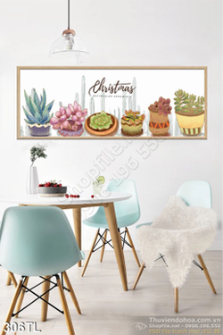 Tranh lụa 3D chậu hoa trang trí đẹp