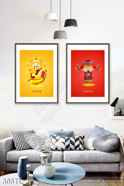 Tranh lụa thần tài kim tiền