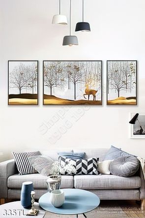 Tranh lụa hươu nai kim tiền đẹp