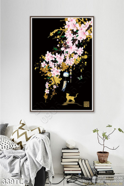 Tranh lụa 3D hoa đẹp trang trí treo tường