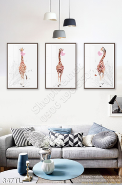 Tranh lụa 3D hươu nai treo tường đẹp