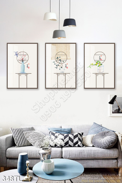 Tranh lụa 3D bình hoa treo tường đẹp