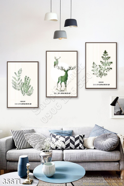 Tranh lụa 3D hươu nai nghệ thuật