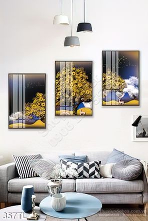 Tranh lụa 3D cây tiền vàng in kính