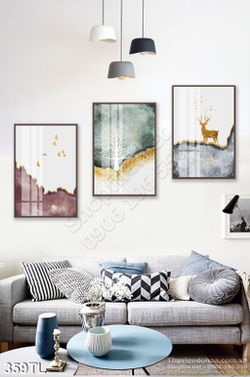 Tranh lụa 3D màu nước in kính đẹp