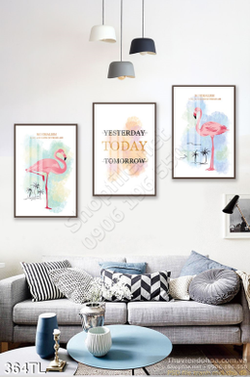 Tranh lụa 3D hồng hại trang trí treo tường đẹp