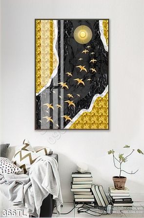 Tranh lụa 3D chim yến vàng treo tường đẹp