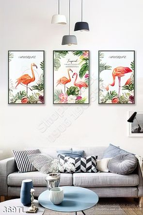 Tranh lụa 3D hồng hạc trang trí treo tường