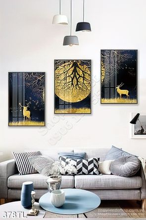 Tranh lụa 3D hươu nai trang trí treo tường