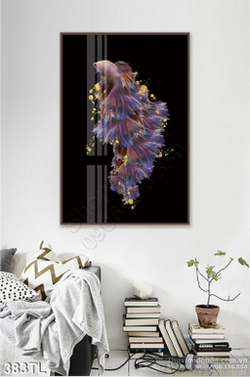 Tranh lụa 3D cá in kính đẹp