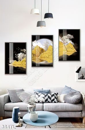 Tranh lụa 3D núi trang trí in kính đẹp