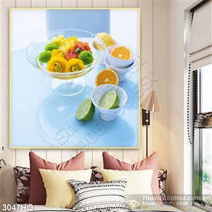 Tranh hoa lá và trái cây